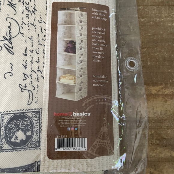 Home Basics 6 Shelf Hanging Closet Organizer "Adore Paris" - Picture 5 of 6